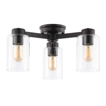 Orville 17" Farmhouse Industrial Iron Cylinder LED Semi Flush Mount - JONATHAN Y